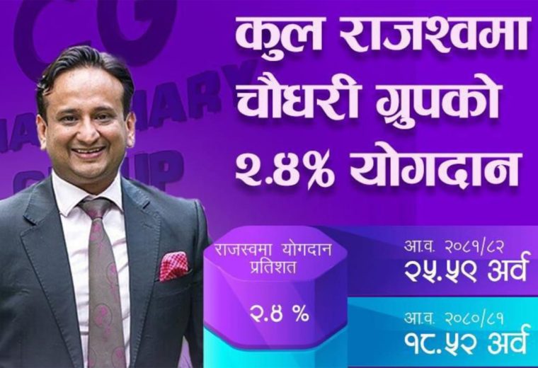 राज्यको ढुकुटीमा चौधरी ग्रुपको प्रत्येक दिन ७ करोड बढी राजस्व योगदान
